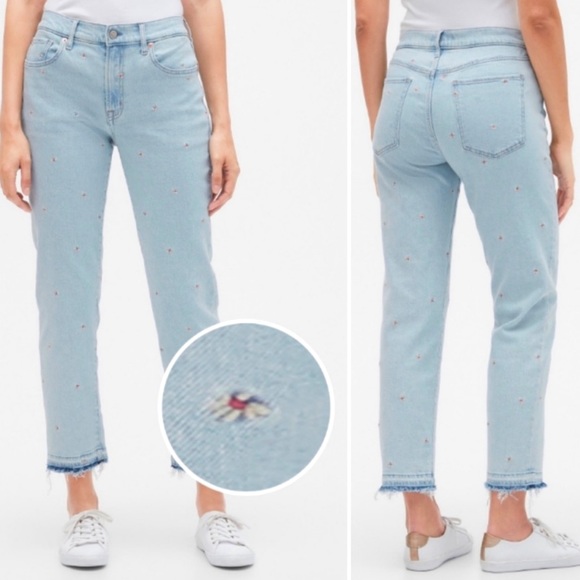 Gap Embroidered Girlfriend Jeans 